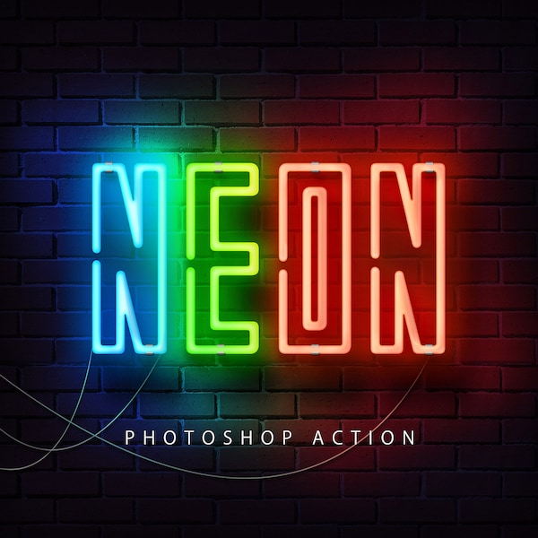 Neon Photoshop Action, Neon Light Photo Effects, Photoshop Filter, Christmas Neon Sign Effect, Custom Neon Sign, Photoshop actions