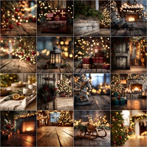 Christmas Bokeh Studio digital backgrounds, Christmas Digital Backdrops, Christmastime Photography Backdrop Bundle, Christmas Photo overlays