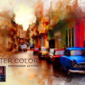 Realistic Watercolor Painting Photoshop Action | Digital Download ...
