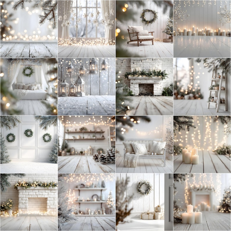 White Christmas Studio Digital Backdrops | Holiday Christmastime ...