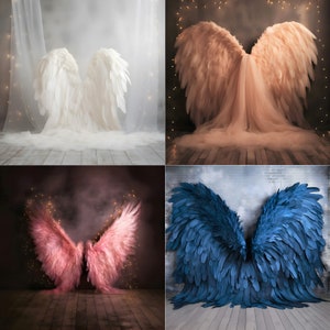 Angel Wings Digital Photography Backdrops | Digital Photo backgrounds for Maternity, Baby Shower & Wedding sessions | Studio Photos backdrop