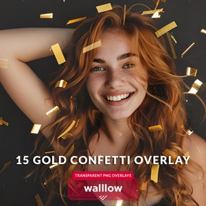 Gold confetti overlays PNG, Wedding confetti, Falling confetti Realistic Confetti, Gold foil Party confetti overlay Golden metallic confetti