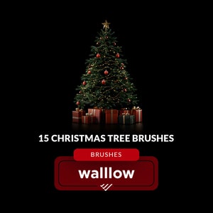 Christmas Tree Photoshop Brushes | Pine Tree & Branches Winter Digital Brush Set | Christmas Trees Clipart