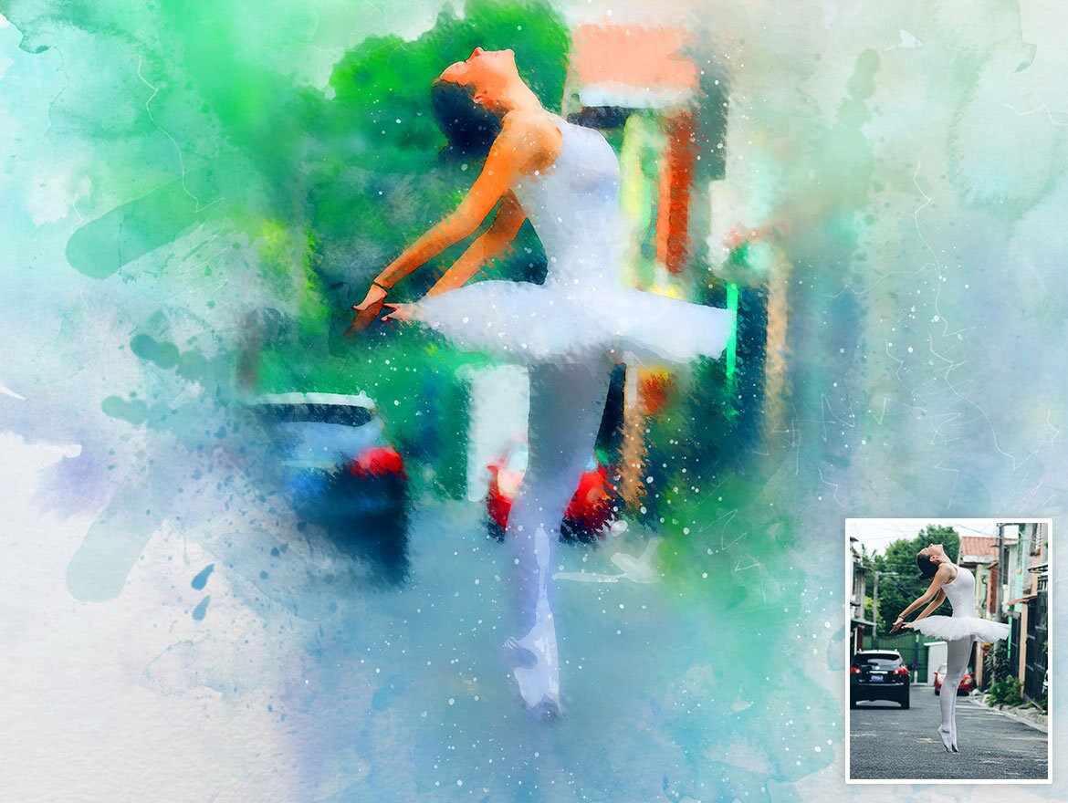 Realistic Watercolor Painting Photoshop Action | Digital Download ...