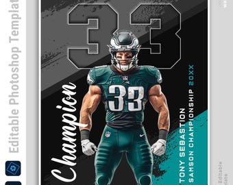 Aangepaste sportposter Photoshop-sjabloon | SeniorNight spandoeken, spelerskaart, Memory Mate, aangepaste teamposters | Digitale achtergrond | PSD-bestand