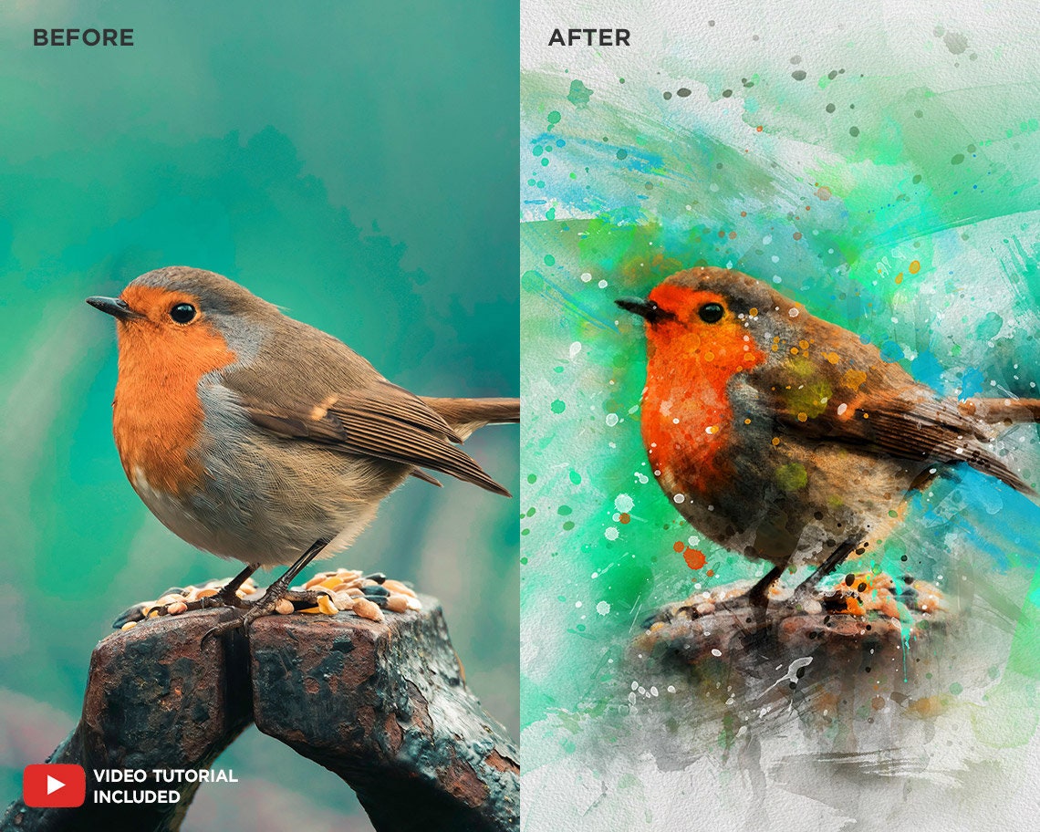 Watercolor Photoshop Action Bundle, Photoshop Watercolor Effect ...