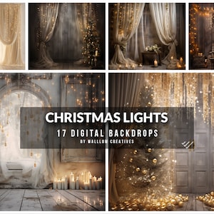 Christmas Bokeh string lights fairy lights digital backdrop, Christmas gold light Digital backgrounds and backdrops, Holiday wedding lights