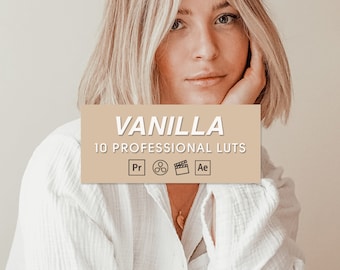 10 Vanilla Video Editing LUTs | Adobe Premiere Pro LUTs Pack, LUTs for Final Cut Pro, Video Presets for DaVinci Resolve Vlog