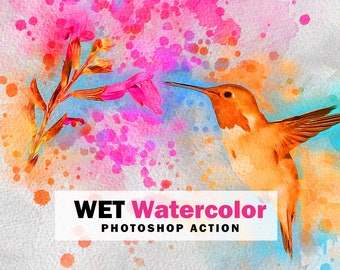Wet watercolor Photoshop action, High-Quality Realistic Watercolor Effect | Instant Digital Download