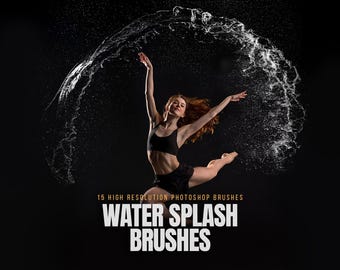 Dynamic Water Splash Brush Pack | High Resolution Photoshop Brushes | Realistic Water splashes clipart (Digital Download)