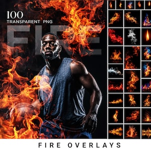 100 Fire Overlay PNG & JPEG | Transparent Flames Effect | Fire Clipart for Photoshop | Digital Fire Overlay Bundle for Creatives