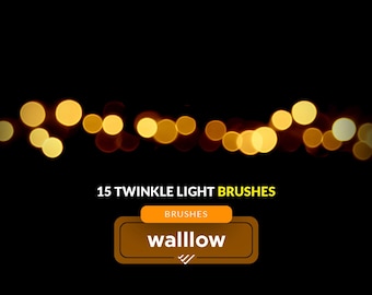 Twinkle Light Photoshop Brushes, Cake Smash Bokeh Light Brush, Fairy Lights brush set, string lights bokeh effects for photo edits & designs