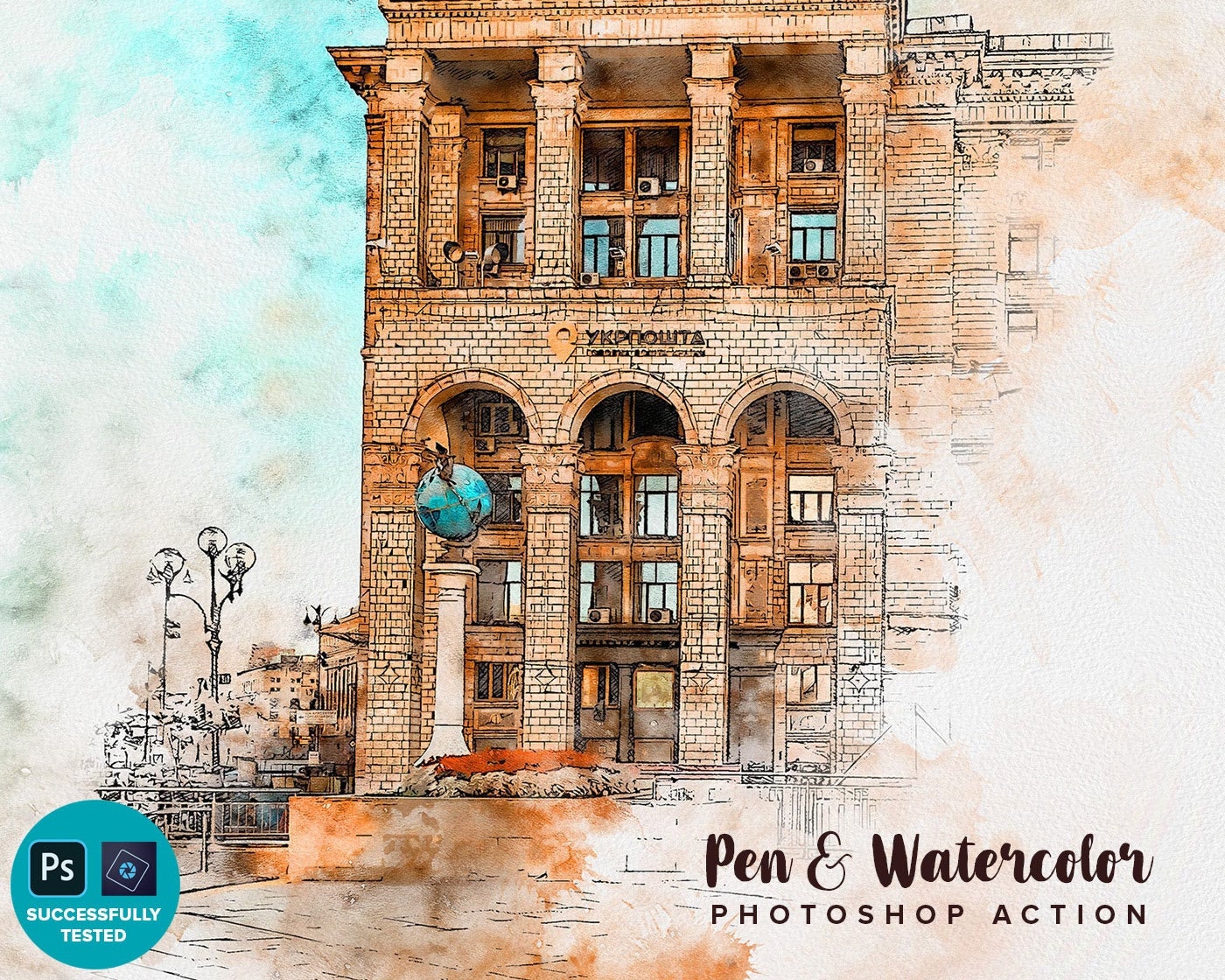 Pen and Watercolor Photoshop Action | Instant Digital Download for Stunning Watercolor Effects