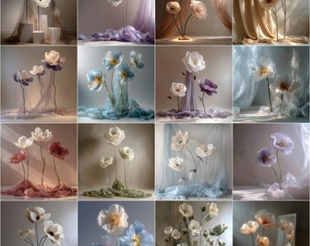 Floral Photography Backdrop Bundle, Fine Art Newborn Maternity Studio Backgrounds (Digital Download)