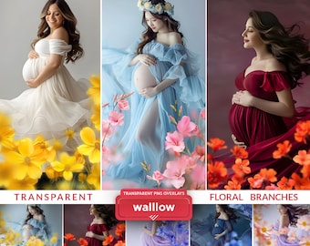 Floral Branch Backdrop Overlays Maternity Flower Branch overlay Photoshop flower Overlay Flowering Branches Blurred Blooming spring overlay