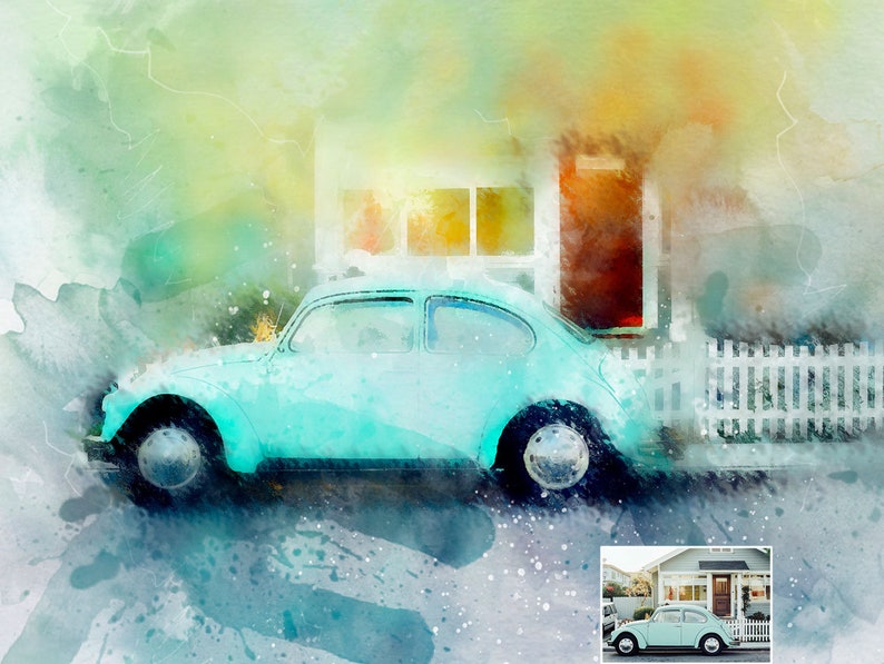 Realistic Watercolor Painting Photoshop Action | Digital Download ...
