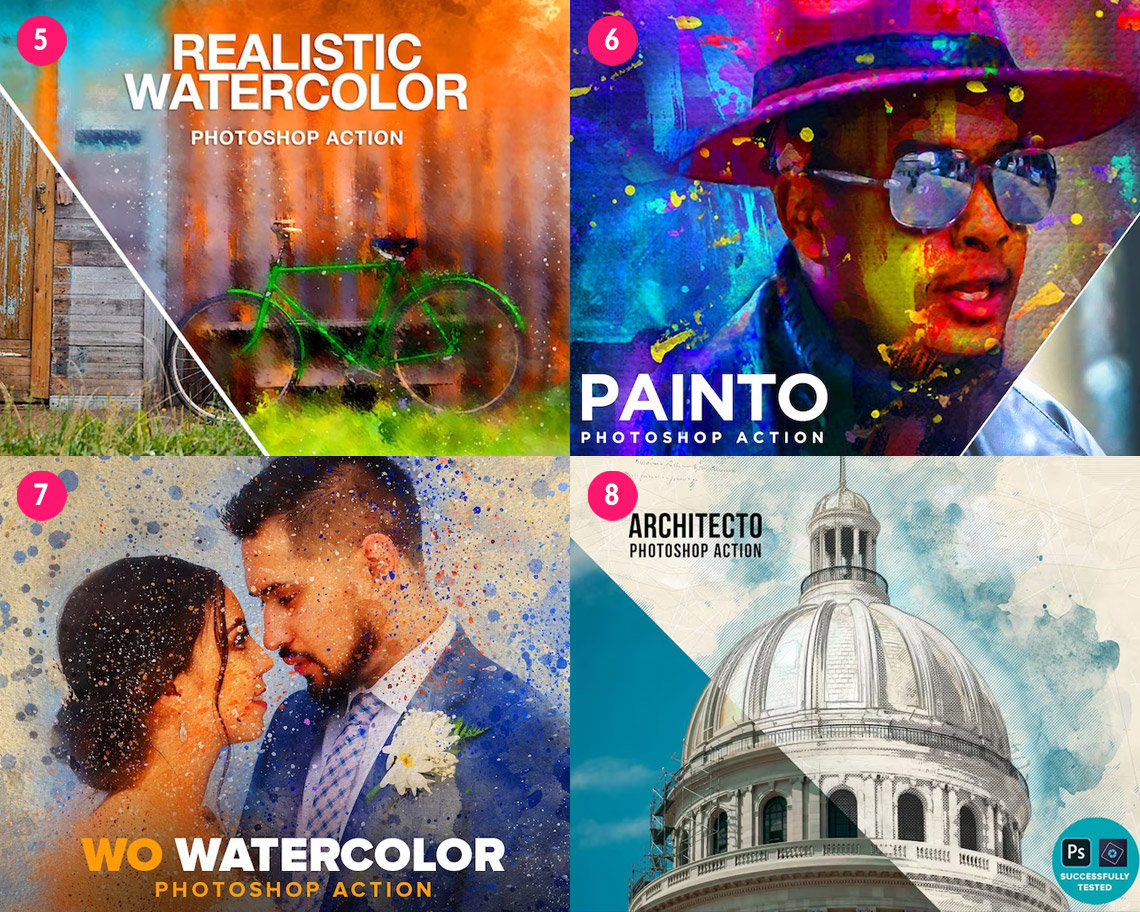 Watercolor Photoshop Action Bundle, Photoshop Watercolor Effect ...