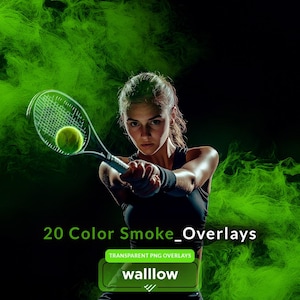 Superposiciones fotográficas de humo de colores, conjunto de superposiciones PNG transparentes de humo de colores para Photoshop para fotografía deportiva (descarga digital)