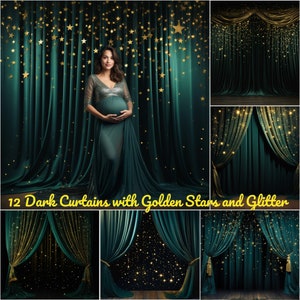 Maternity Digital backdrop Glitter curtain backdrop photo overlay, Christmas backgrounds, Gold glitter overlays, Stage and studio background