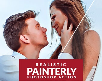 Realistisk måleri-Photoshop-action Förvandla foton till digitala målningar | Digital målningseffekt | Professionell fotoredigering