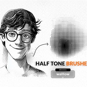 Halftone Brushes for Photoshop | Retro Pop Art Effects | High-Quality Halftone Patterns | Digital Graphic Design Tools | Instant download