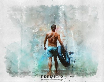 Premio 2 Photoshop Watercolor Action - Easy to use Professional Watercolor Effect for Photos | Instant Digital Download