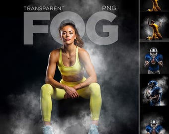 Realistic Fog & Smoke Photo Overlays, Transparent PNG Clipart Overlay Effects for Photoshop and Sports Photography (Digital Download)