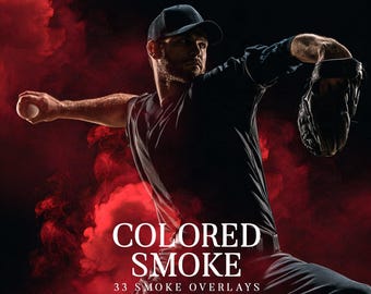 33 Color Smoke Overlays Transparent PNG, Sports Smoke Bomb Effect, Athletic Photo Composite, Neon Fog Background, Photoshop Digital Download