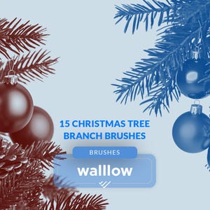 Christmas Tree Branch Photoshop Brushes, Festive Holiday Foliage Digital Brushes Perfect for Digital Art, Card Design and Seasonal Projects