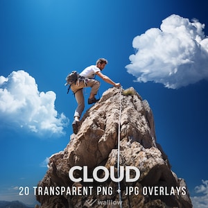 Cloud PNG overlay, Realistic cloud overlay for Photoshop, Clouds photography overlays, Transparent clouds clipart, JPG & PNG digital clouds
