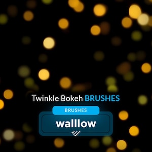 Twinkle Bokeh light Photoshop brushes, Christmas Twinkle light and Sparkle light photography brush set, Golden Glitter light Photoshop brush