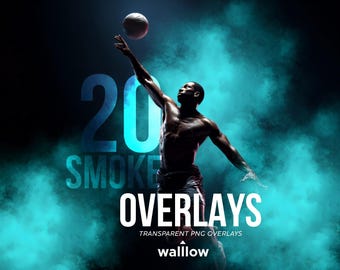 20 Color Smoke Photo Overlays PNG | Colored Fog & Powder Burst Effects | Photoshop Overlays for Sports Photography Backgrounds