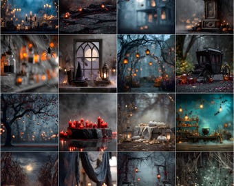 100 Halloween digital backdrop set | Eerie Spooky Haunted Forest Graveyard Gothic Scary Backgrounds for Photo Editing | Digital download