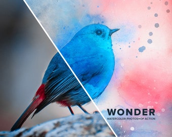 Wonder Photoshop Watercolor Action | Create Stunning Watercolor Effects | Digital Download | Watercolor Photoshop Actions & Brushes