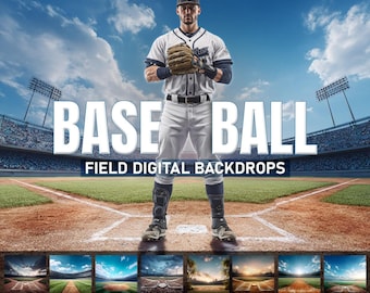 34 Baseball Field Digital Backdrops, Sports Photography Backgrounds, Stadium Home Plate Composite JPG, Photoshop Overlays (Digital Download)