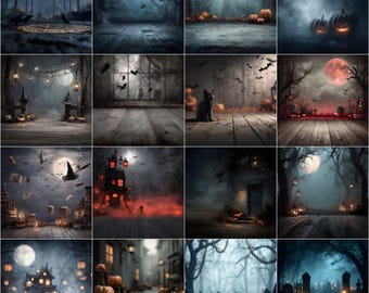 60 Halloween Digital Backdrops | Dark Moody Spooky Backgrounds | Haunted Forest, Graveyard, Gothic Scary Backdrop | Digital Download