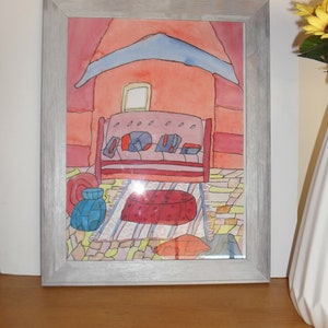 Artpaperdesignsmarie, dipinti ad acquerello, sale esterne, decorazioni per la casa, dipinti colorati, dipinti unici, case marocchine