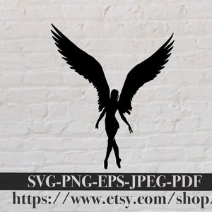 Schöne Engel flügel mädchen SVG, Frau Silhouette mit Flügeln, svg, png, jpeg, eps, pdf