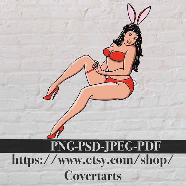 Sexy women, pin up girl, classic tattoo girl, sticker, PNG, PSD, jpeg, PDF, sublimation file