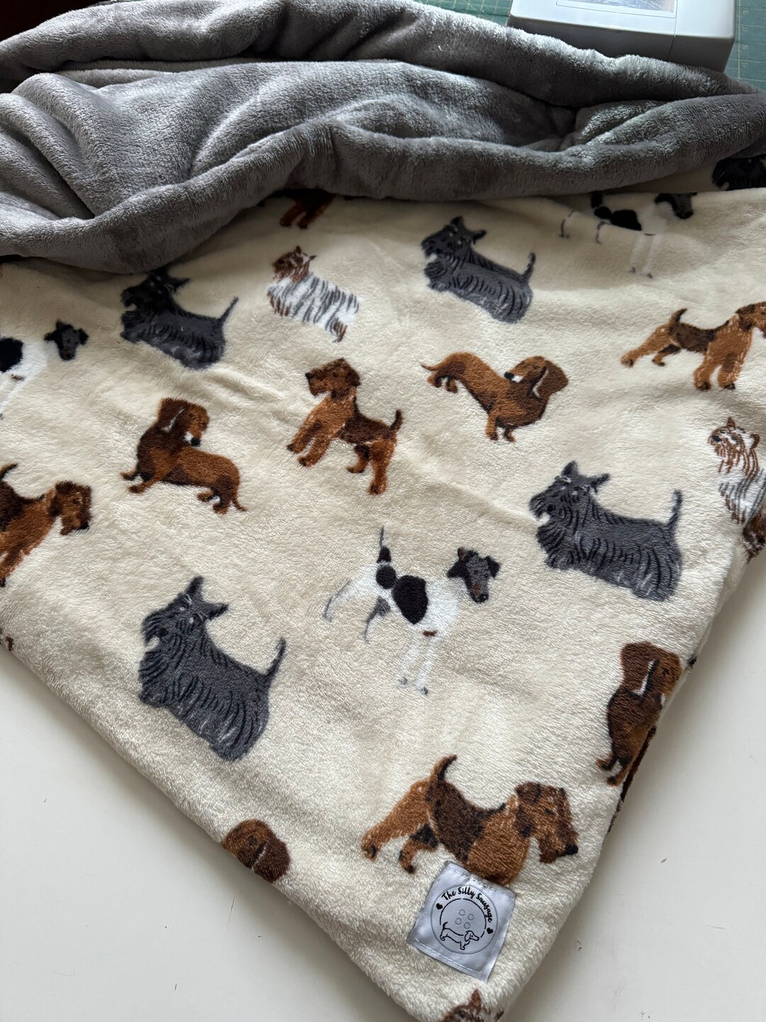 Silly Sausage Fleece Snuggle Sack Blanket Dogs Cats Pets Neutral Doggos Beige Cream Grey Brown Dachshund Terrier Yorkshire Airedale Lakeland Etsy
