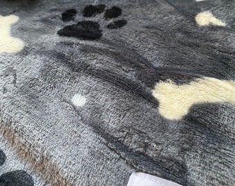 Silly Sausage Fleece Snuggle Sack Blanket Dogs Cats Pets Grey Pawprint Cream Grey Black Paw Heart Bone