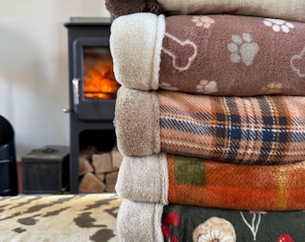 Autumn Fleece Pet Snuggle Sack Blanket Squirrel, Toadstool, Pumpkin, Plaid, Tartan Dog Cat Fall