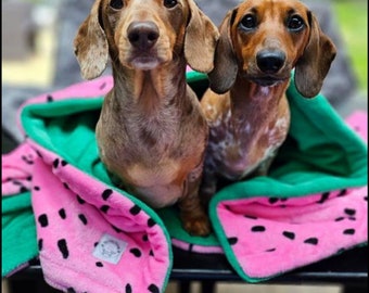 Wassermelonen Sausage Fleece Kuscheldecke Hunde Katzen Haustiere Grün Rosa Schwarz