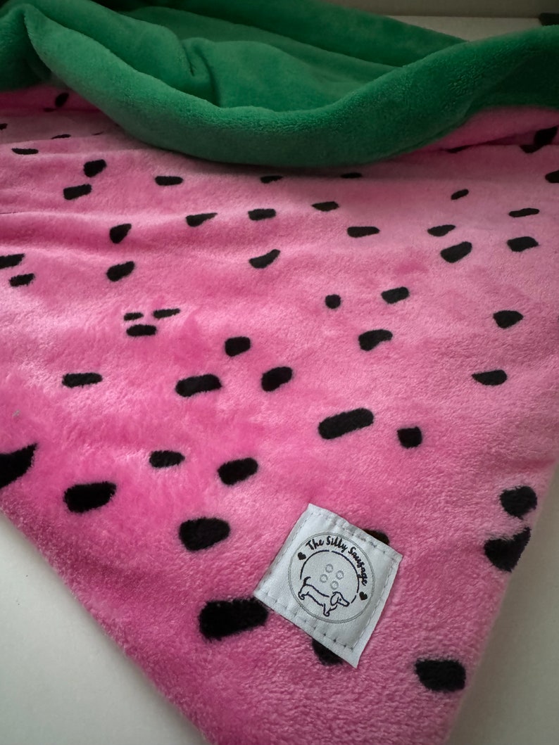 Watermelon Silly Sausage Fleece Snuggle Sack Blanket Dogs Cats Pets Green Pink Black image 2