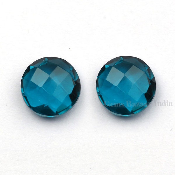 London Blue Topaz Hydro, Round Shape 12mm, Semi Precious Stone, Loose Gemstone, For Jewelry Making, Calibrated Faceted, Various Sizes Avail.