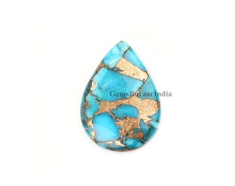 Blue Copper Turquoise Pear Briolette: AAA Gemstone (16x22mm)