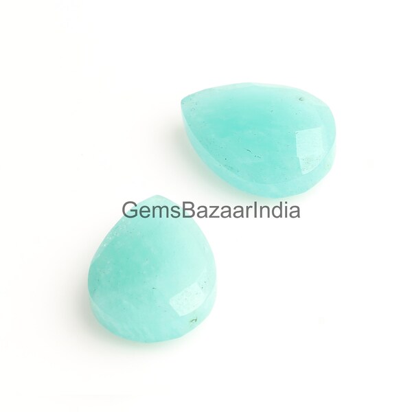 Natural Peruvian Amazonite Pear Shape Faceted Briolette Gemstone For Jewelry, Calibrated Loose Semi Precious Stone For Earring Making 2 Pcs