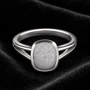 925 Sterling Silver Rectangle Cushion Ring Setting, Open Back Bezel Ring Blank, Rectangle Stone Mount Ring, Ring Base, DIY Jewelry Making