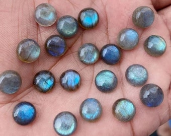 5 Pcs Blue Flashy Labradorite 12mm Round Shape, Cabochons Gemstone, Semi Precious Stone, Calibrated Smooth, For Jewelry, All Sizes Available