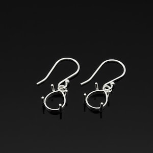 925 sterling silver Pear 7x5mm to 20x15mm Blank basket Charm Prong Setting For Gemstone, keepsake Earrings, DIY Jewelry Making Supplies